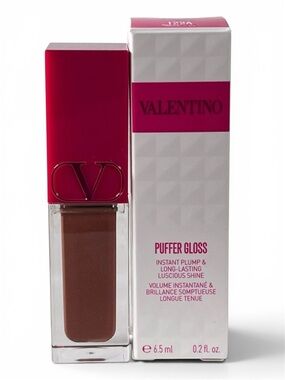 New In Box Valentino Beauty Puffer Lip Gloss Shine Warm It Up 122A Luxury Brand